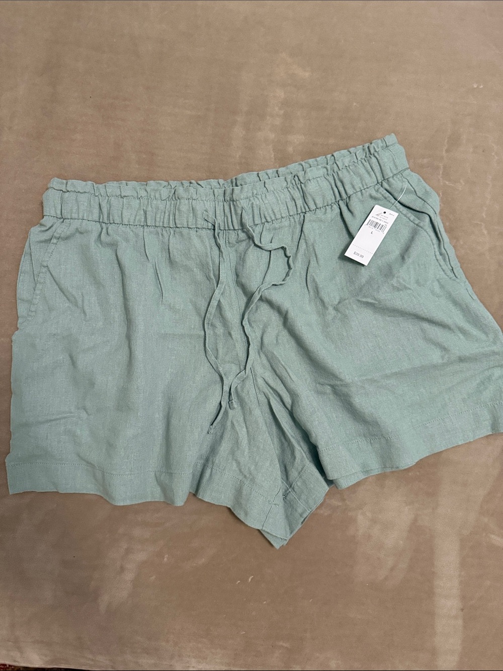 GAP 4" Mid Rise Easy Pull-On Linen-Blend Shorts Large